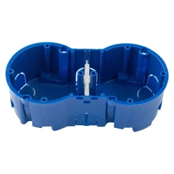 Коробка установочная 2-местная евростандарт синяя, для бетона и кирпича, (136х66х47,4мм), 1шт