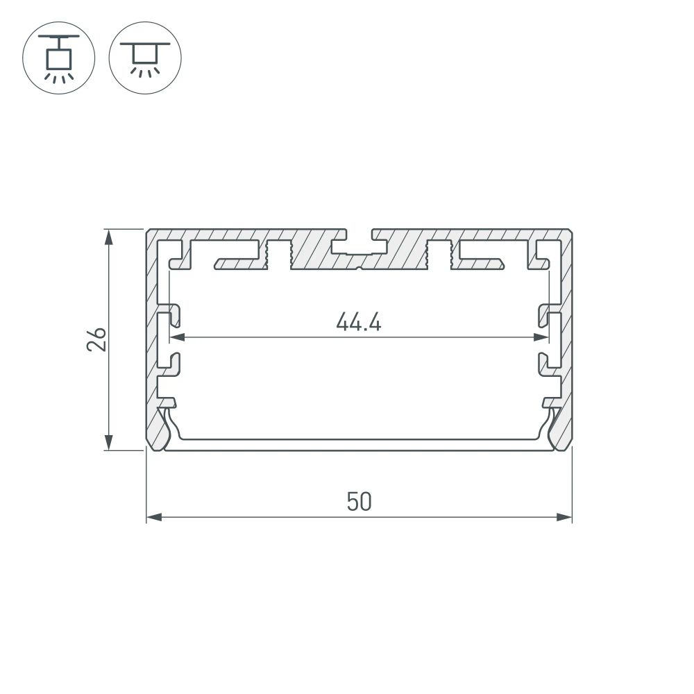 Профиль PLS-LOCK-W50-SMT-2000 ANOD (Arlight, Алюминий) 033772