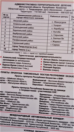 Карта Алматинской и Жетысуской области РК 2024 г. 100 х 150 см настенная