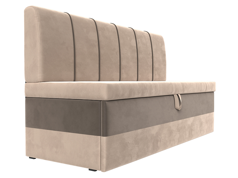 Диван кухонный прямой Энигма, Бежевый\Коричневый, Велюр, 112878