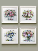 Картины на стену интерьерные на холсте 4 шт, 23*23 см