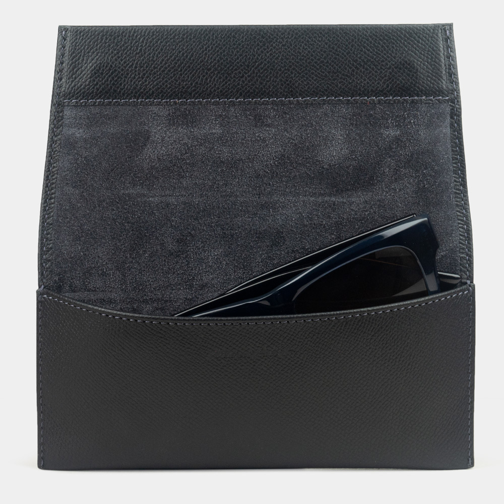 Футляр для очков Lentille из кожи сафьяно, черного цвета