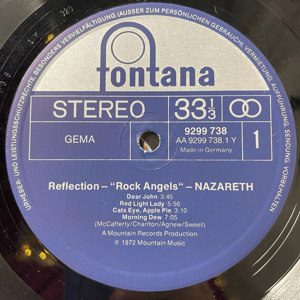 Винтажная виниловая пластинка LP Nazareth Reflection Rock Angels (Germany 1975) Witchdoctor Woman