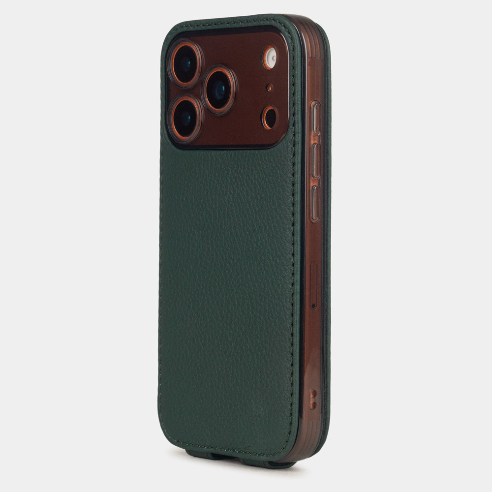 Кожаный чехол для iPhone 17 Pro, теленок темно-зеленого цвета