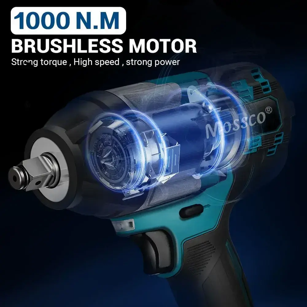 Гайковерт аккумуляторный ударный бесщеточный 21В 1000Нм 2акб 6.0Ач