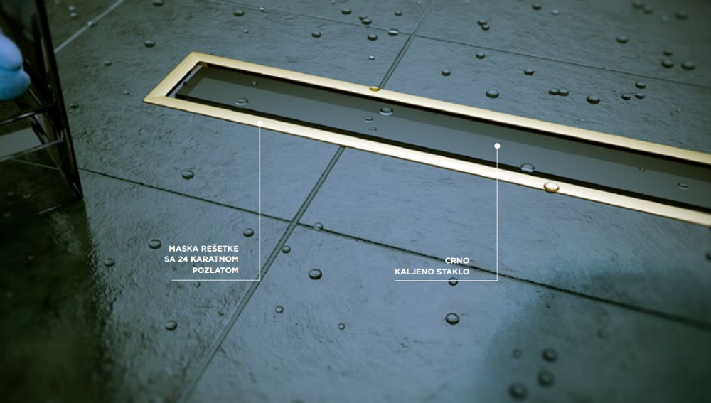 Душевой лоток Pestan Confluo Premium Gold Black Glass Line 650 черное стекло/позолоченная сталь 13100097