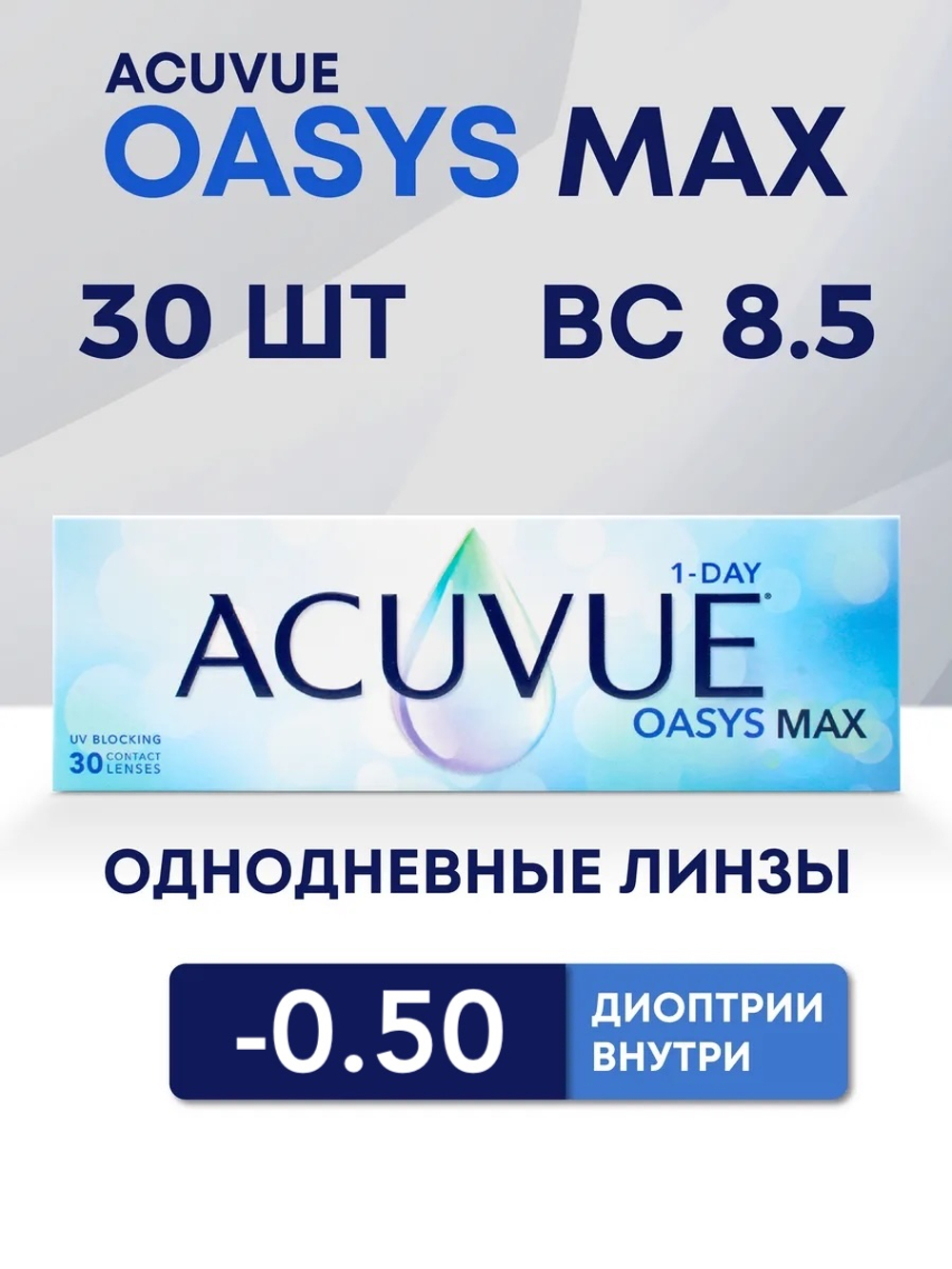 Однодневные контактные линзы Acuvue Oasys MAX 1-Day (уп. 30 линз)