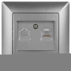 Розетка Intro Solo 4-303-03 информационная RJ45, СУ, алюминий