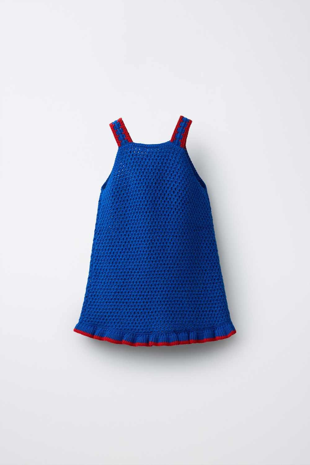 ZARA ПЛАТЬЕ ИЗ КРУЖЕВА КРОШЕ С ЦВЕТОЧНЫМ УЗОРОМ, СИНИЙ ЭЛЕКТРИК