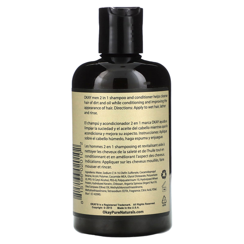 Okay Pure Naturals, Профессиональный шампунь и кондиционер 2 в 1 для мужчин, 237 мл (8 унций)