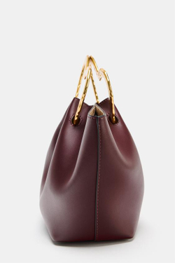 ZARA СУМКА С МЕТАЛЛИЧЕСКОЙ РУЧКОЙ, БОРДОВО-КРАСНЫЙ