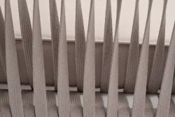 "Касабланка" диван 2-местный плетеный из роупа, каркас алюминий белый муар, роуп бежевый 20мм, ткань бежевая 15052