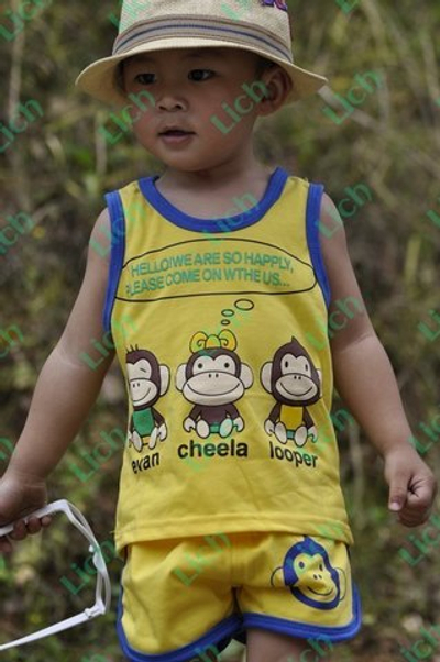 Комплект детский: майка и шорты с принтами обезьян