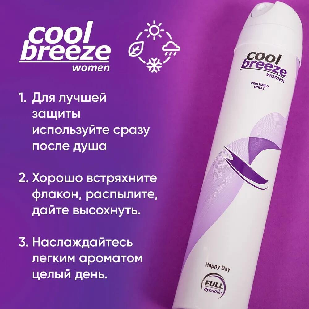 Дезодорант женский спортивный COOL BREEZE Happy Day 200 мл