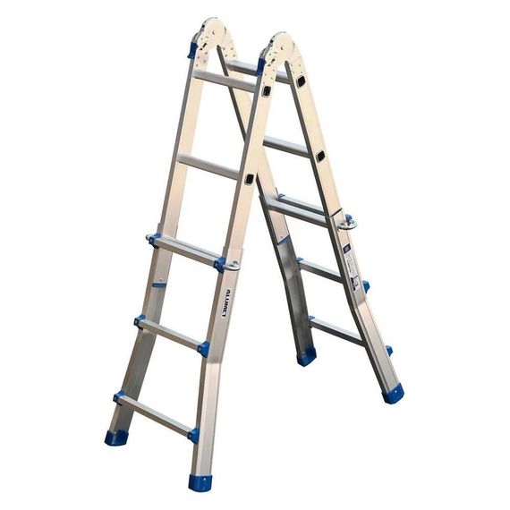 Лестница алюминиевая Алюмет телескопическая шарнирная 4x3 ступени (TT43)