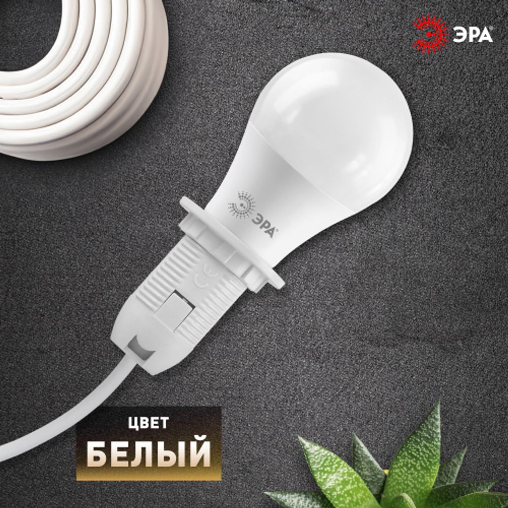 Патрон ЭРА Е27 с кольцом пластик, белый | Патроны, переходники, ПРА