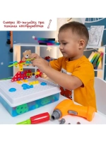 3D-мозаика «Ферма», с шуруповёртом, 6 картинок, 3+