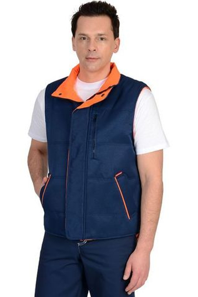 Жилет Синий с оранжевым тк. смесовая