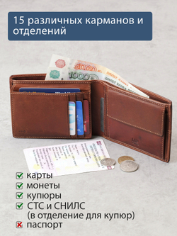 B240037R COGNAC - Портмоне с RFID защитой MP