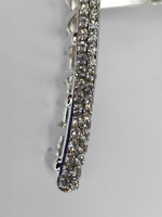 Заколка Краб зажим блестящий  для волос с квадратной дугой с двумя полосками из страз и длинными кисточками. Цвет золото