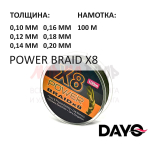 Плетенка POWER BRAID X8 (0.10-0.20мм) 100м от DAYO (ДоЮй)