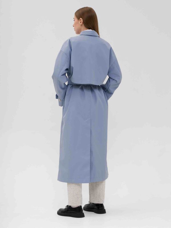 Плащ Длинный Женский Голубой - фото 9