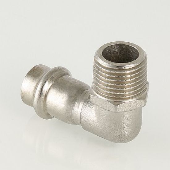 Угольник пресс Valtec 15х1/2" НР 90° (пресс-фитинги из нерж. стали серии VTi.953.I)