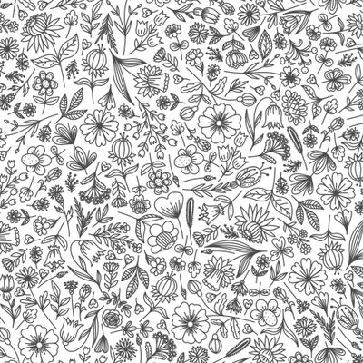 СТИЛИЗОВАННЫЕ ЦВЕТЫ И ЛИСТЬЯ НА БЕЛОМ ФОНЕ