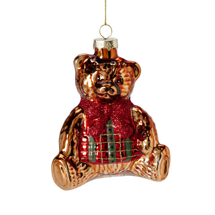 Елочное украшение медведь стекло 10*6.5*11 см в ассортименте