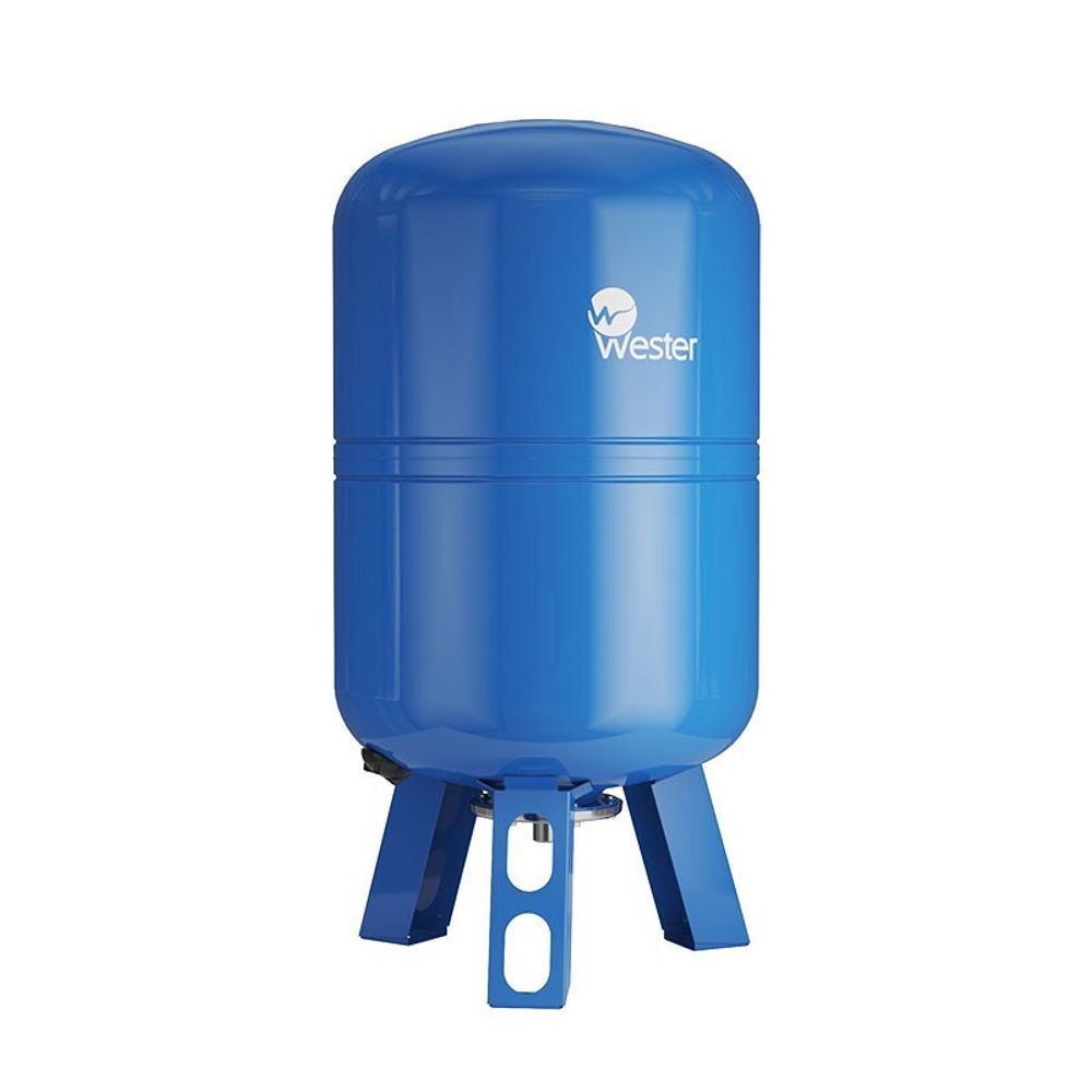 Гидроаккумулятор для водоснабжения WESTER WAV объём 80л, DN 25, PN 25, вертикальный, резьбовое-НР, G-1&#39;&#39;, с опорами, голубой, Турция