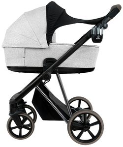 Детская коляска Roan Sol Vintage Luxury 2.0 3 в 1 с автокреслом Tutis Elo Black PIX/50/L Pixel/Light/Black/руч.Cappuccino