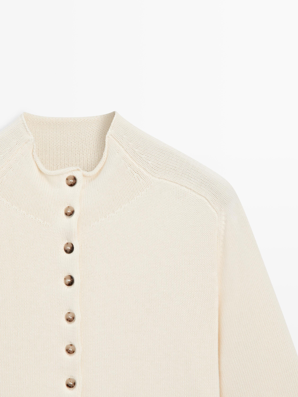 Massimo Dutti Вязаный кардиган с короткими рукавами, бежевый