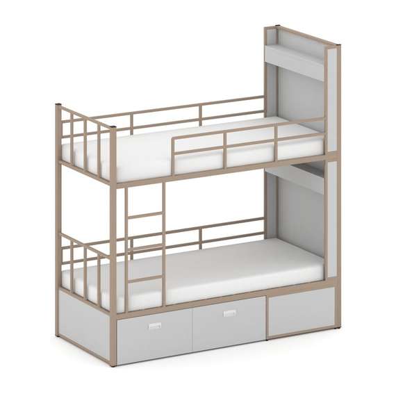 Overnight Кровать 2-х ярусная ON.K2-001 Серый/Металл Латте 2080*950*2260