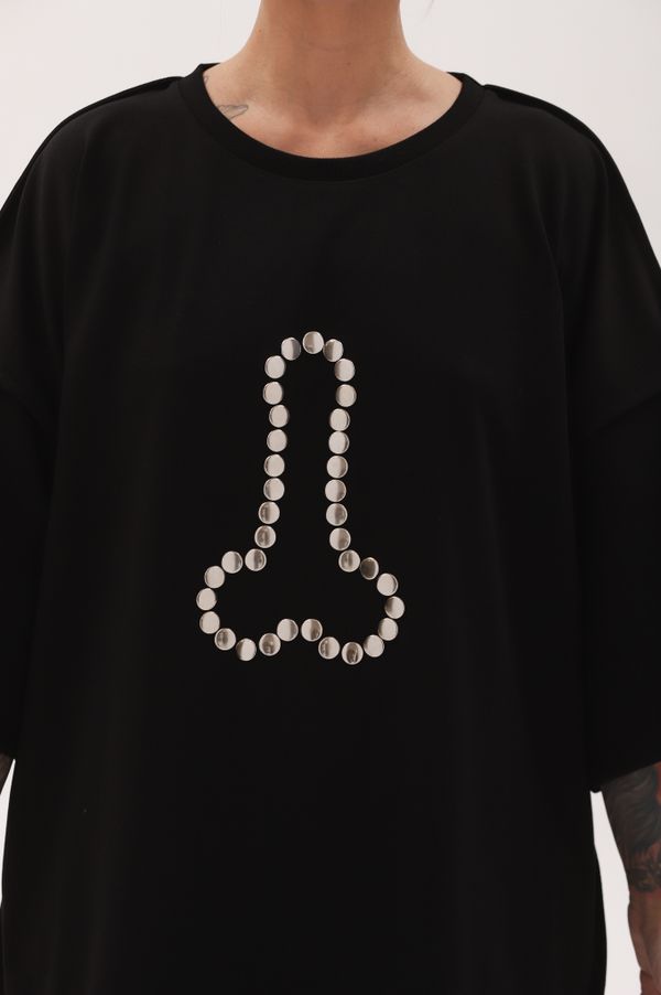 Футболка оверсайз(унисекс) плотная «ПИСЬКА из кнопок»