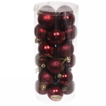 Новогодние шары 5 см (набор 24 шт) «Микс фактур», темный рубин
