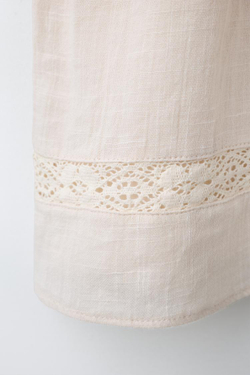 ZARA ПЛАТЬЕ С ВЫШИВКОЙ КРЕСТИКОМ, ЭКРЮ