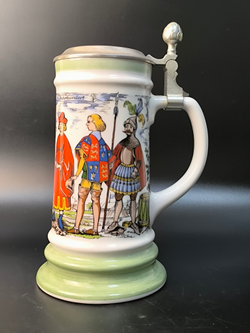 Кружка пивная (керамика с оловянной крышкой) Германия