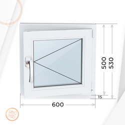 Пластиковое окно 500 х 600 ТермА Эко с поворотной створкой