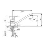 Смеситель для кухни 35к F4214-B FRAP (плоский пов.излив, п/шпильку, хром, силумин)