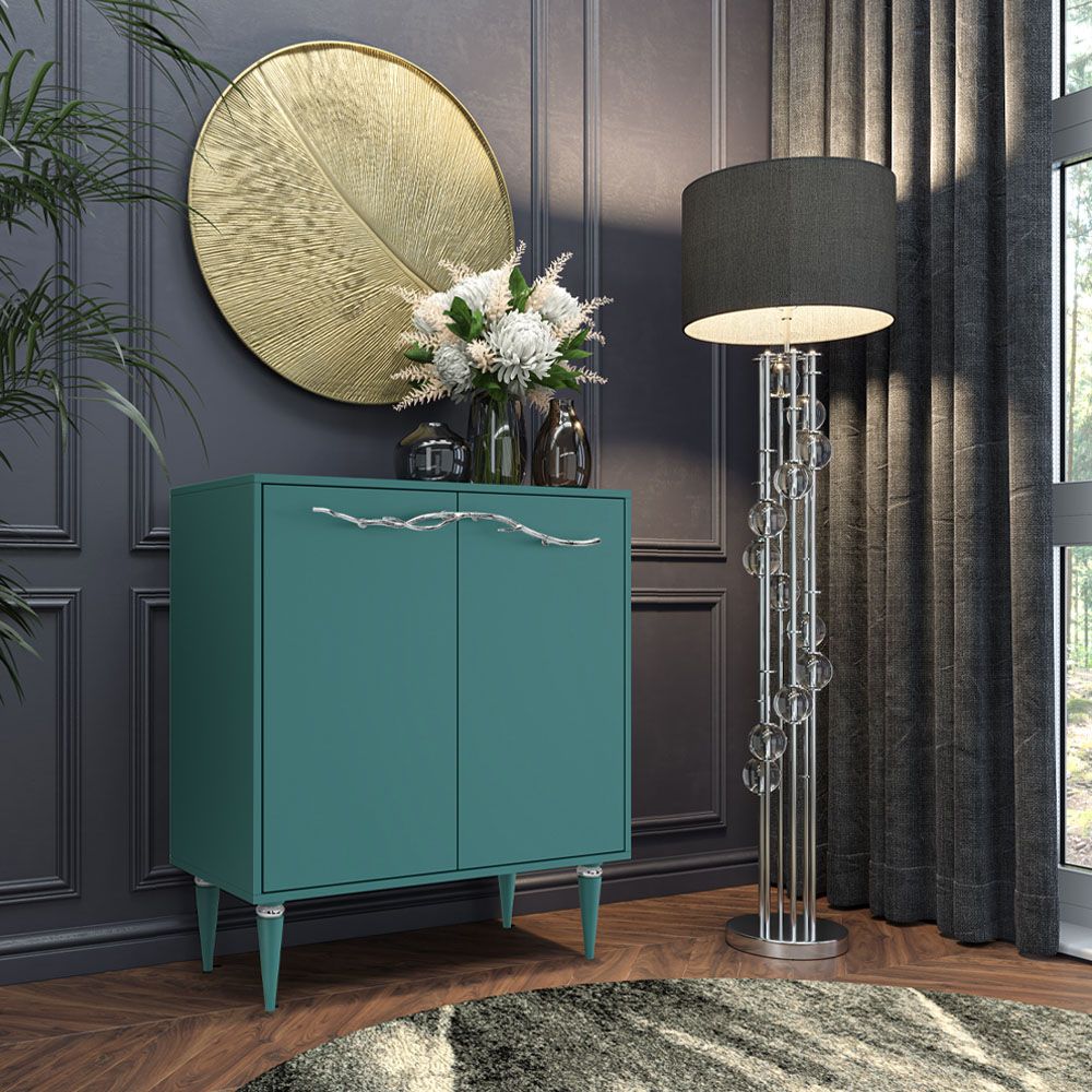 Комод Арт Колор matte Классик Сильвер с 2 полками Пастельно-синий матовый