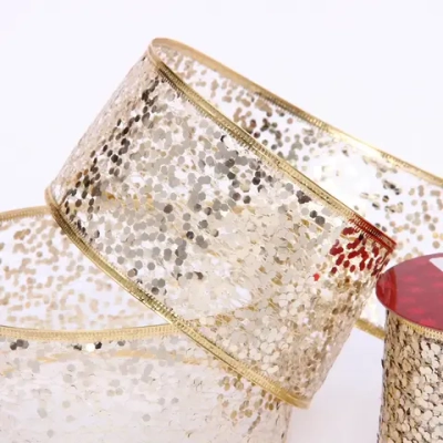 Лента для декорирования «Волшебные искры» 6,3 см, 2,7 м, Шампань