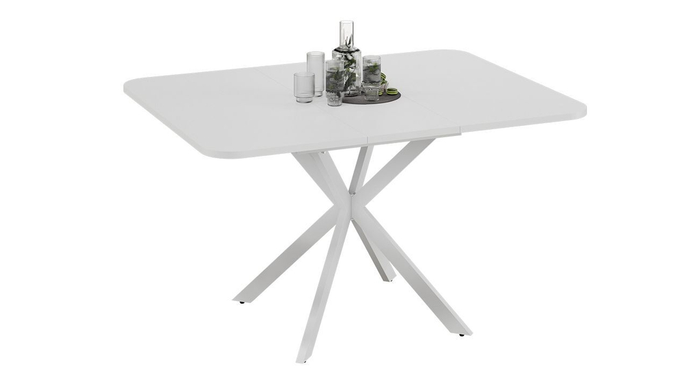 Стол кухонный обеденный раздвижной Черный муар Белый Лиссабон 100(131)х100х75 см