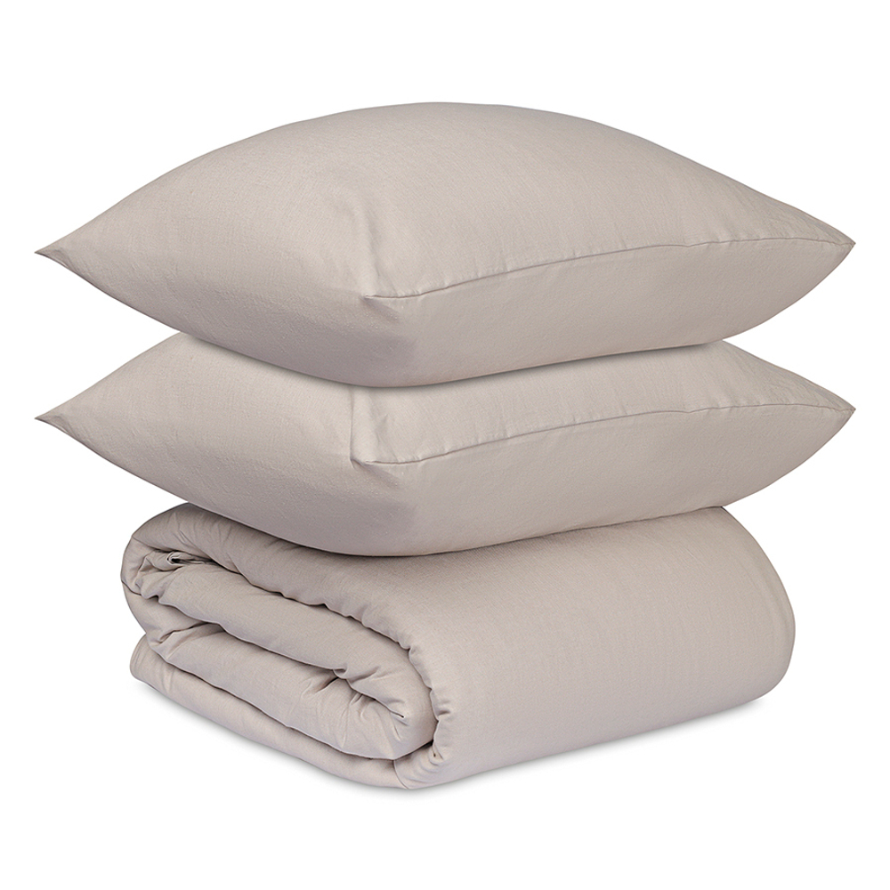 Комплект постельного белья изо льна и хлопка серо-бежевого цвета из коллекции essential, 150х200 см