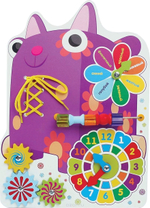 Бизиборд Деревяшки "Кошечка Мяу", с часами