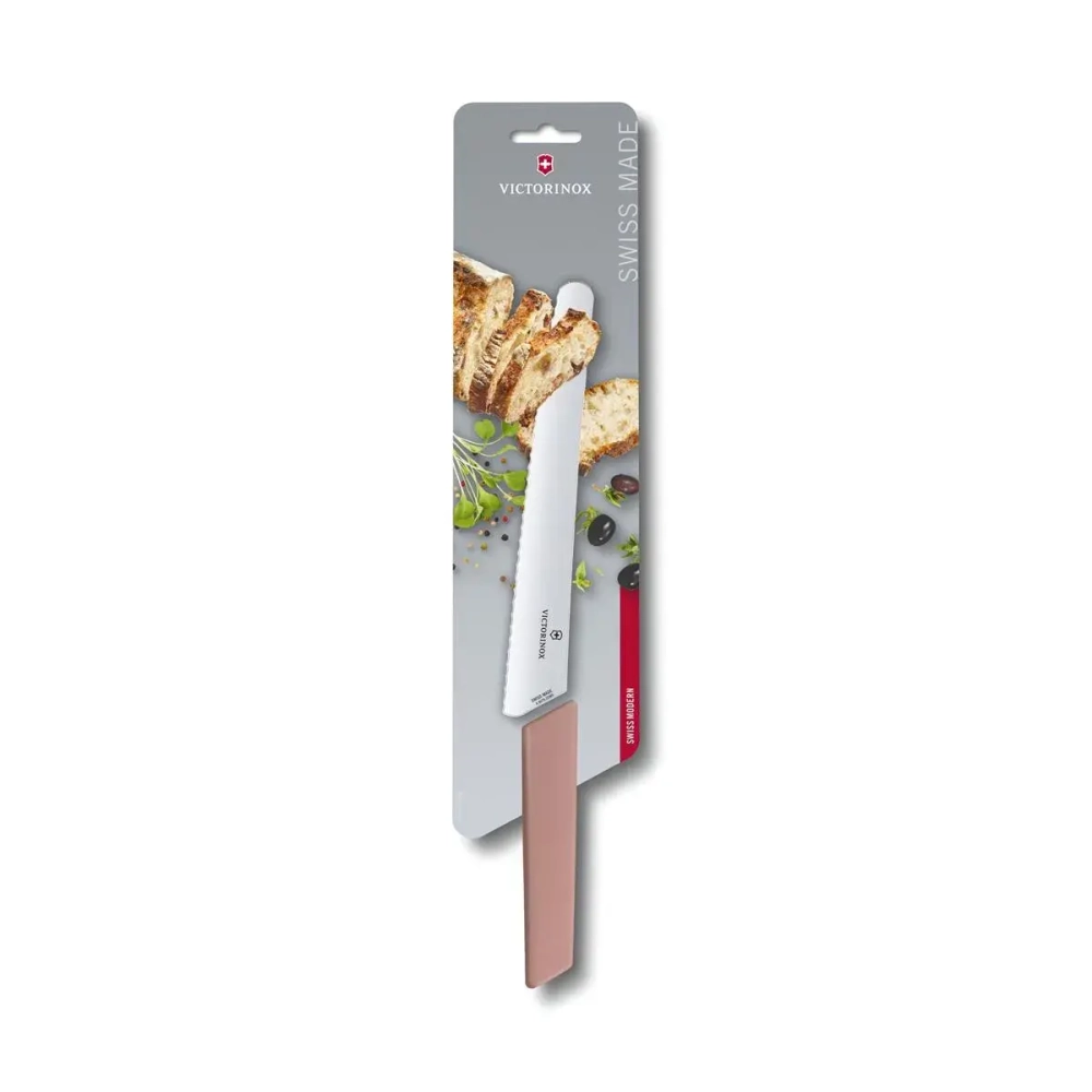 Victorinox Нож Swiss Modern 22см, зубчатый, розовый