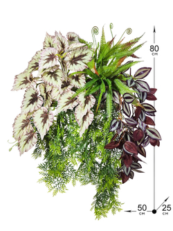 Искусственная зелень в деревянном настенном кашпо