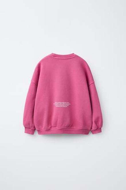 ZARA ТОЛСТОВКА С ПРИНТОМ И НАДПИСЬЮ, ЦВЕТ ФУКСИИ