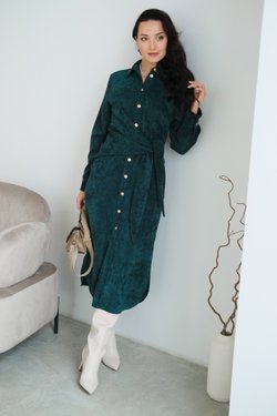 Платье с драпировкой из микровельвета