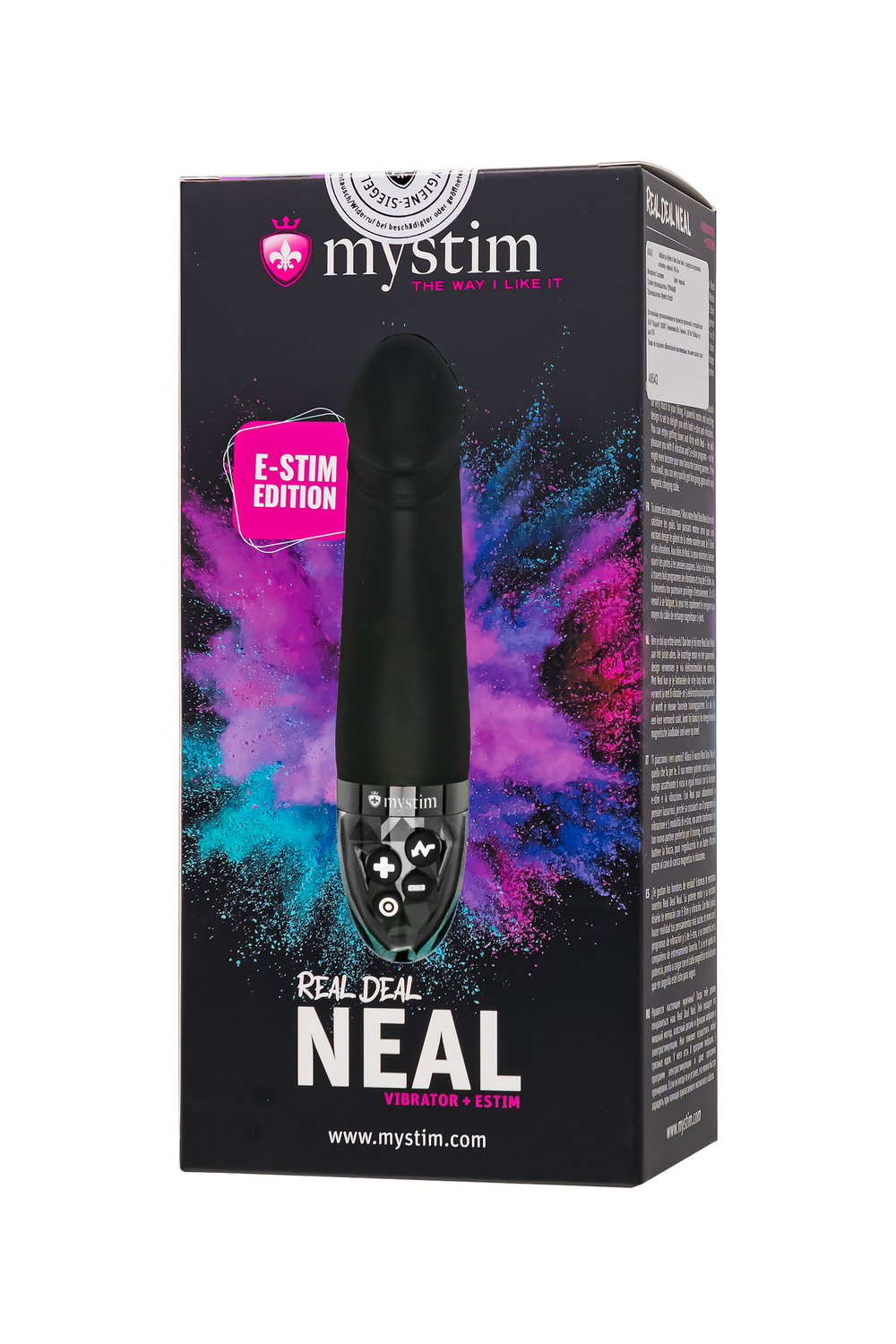 Вибратор Mystim Real Deal Neal с электростимуляцией, силикон, черный, 16,5 см