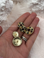 Пуговицы золотистые с коричневой, желтой, молочной эмалью